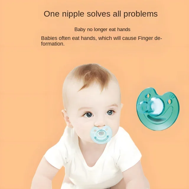 Neugeborenes Baby wird mit einem Schnuller, der der Brustmilch ähnelt, sanft eingeschläfert, ausgestattet mit einem weichen Silikonschnuller und einem runden Kopf, um das Fressen zu verhindern. – Detail 6
