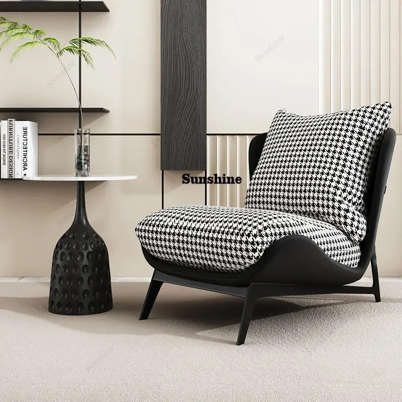 Italian Luxury Light Sofa Chair: Trendy Lazy Lounger, Ideal for Small Living Rooms & Balconies  FT