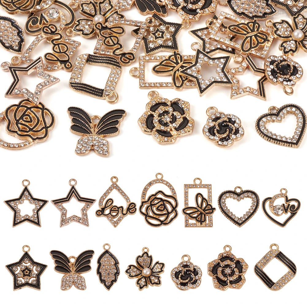 Glass Rhinestone Pendants Shiny Multi-style Charms Exquisite Holiday/Anniversary Gift DIY Jewelry Making Accessories 26-46pcs