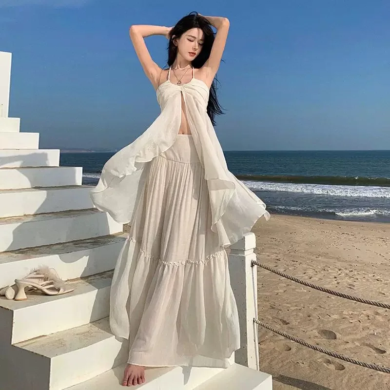

Bikini Beach Cover Up Women Summer Ladies Bathing Suit Two Piece Dress Swimwear Swimsuit Beachwear 2Pcs Tropical Holiday Sets