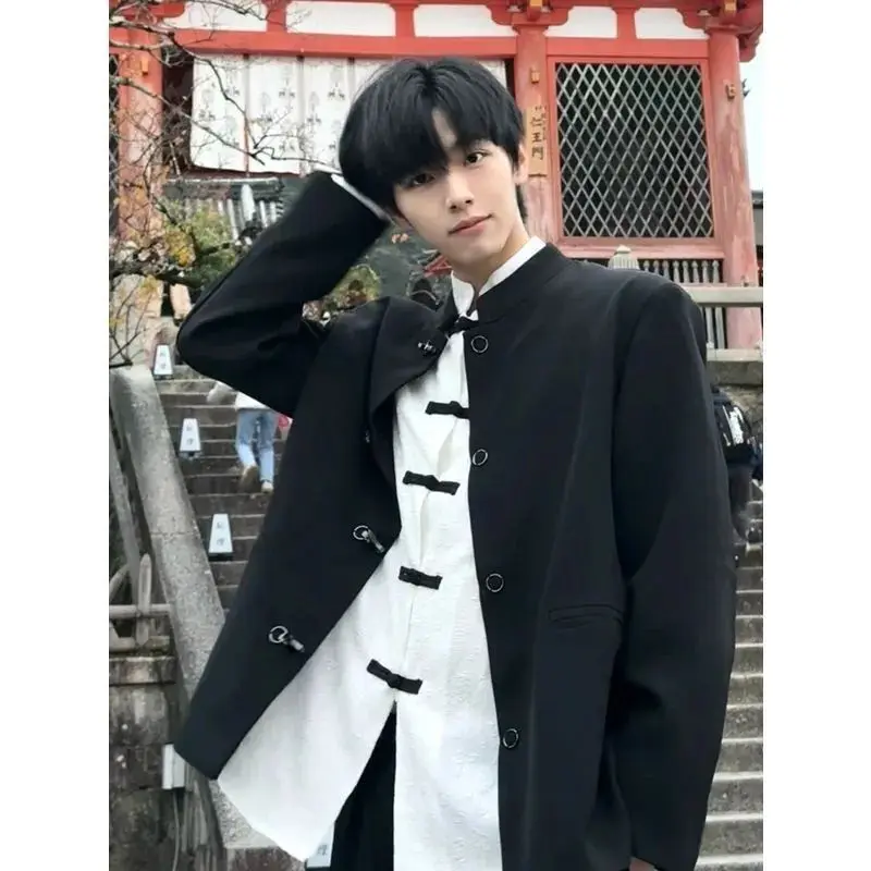 3 pezzi nuovo stile cinese con bottoni Zhongshan vestito chic colletto blazer abito casual da uomo stile cinese DK uniforme scolastica uniforme