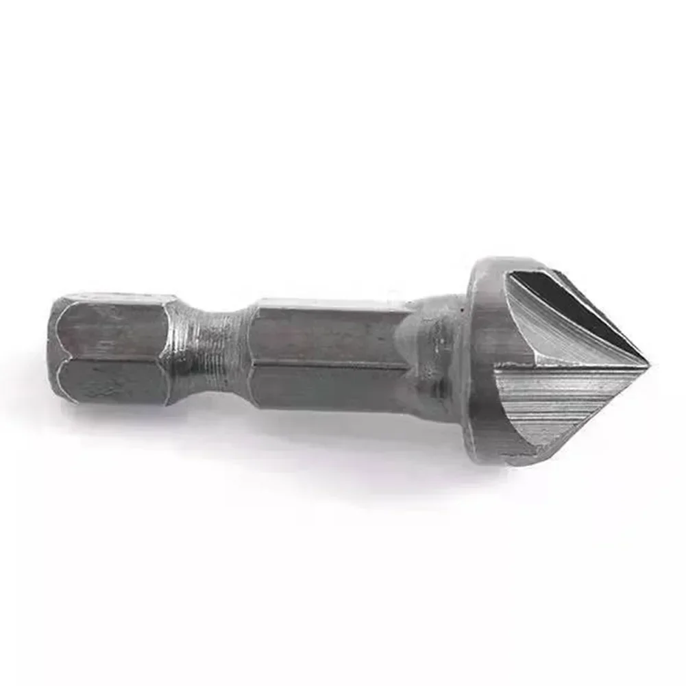 Six Flute Hex Shank Chamfer Deburr Countersink Tool for For woodworking and Soft Metals with Properly Seated Screw Heads