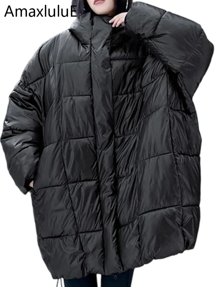 

Amax LuluE 2025 Hooded Solid Parkas Womens Fashion Loose Padded Jackets Ladies Classic Korean Coats Oversized Casual Outerwear