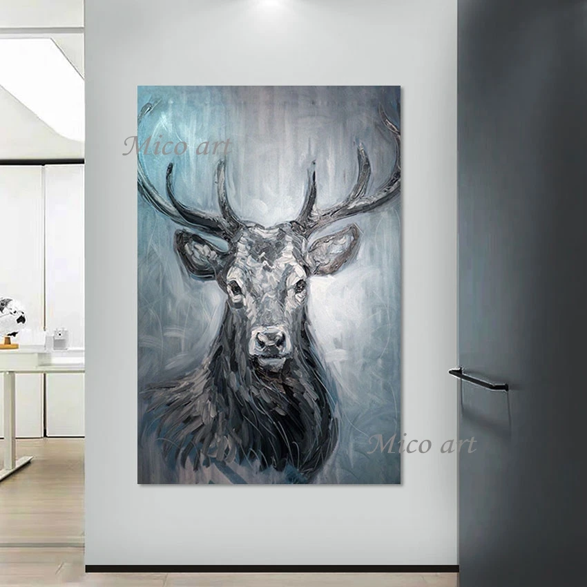 

Original Oil Paintings Latest Arrival 3d Deer Art Wall Picture Frameless Canvas Animal Abstract Hand Drawing Decor Showpiece