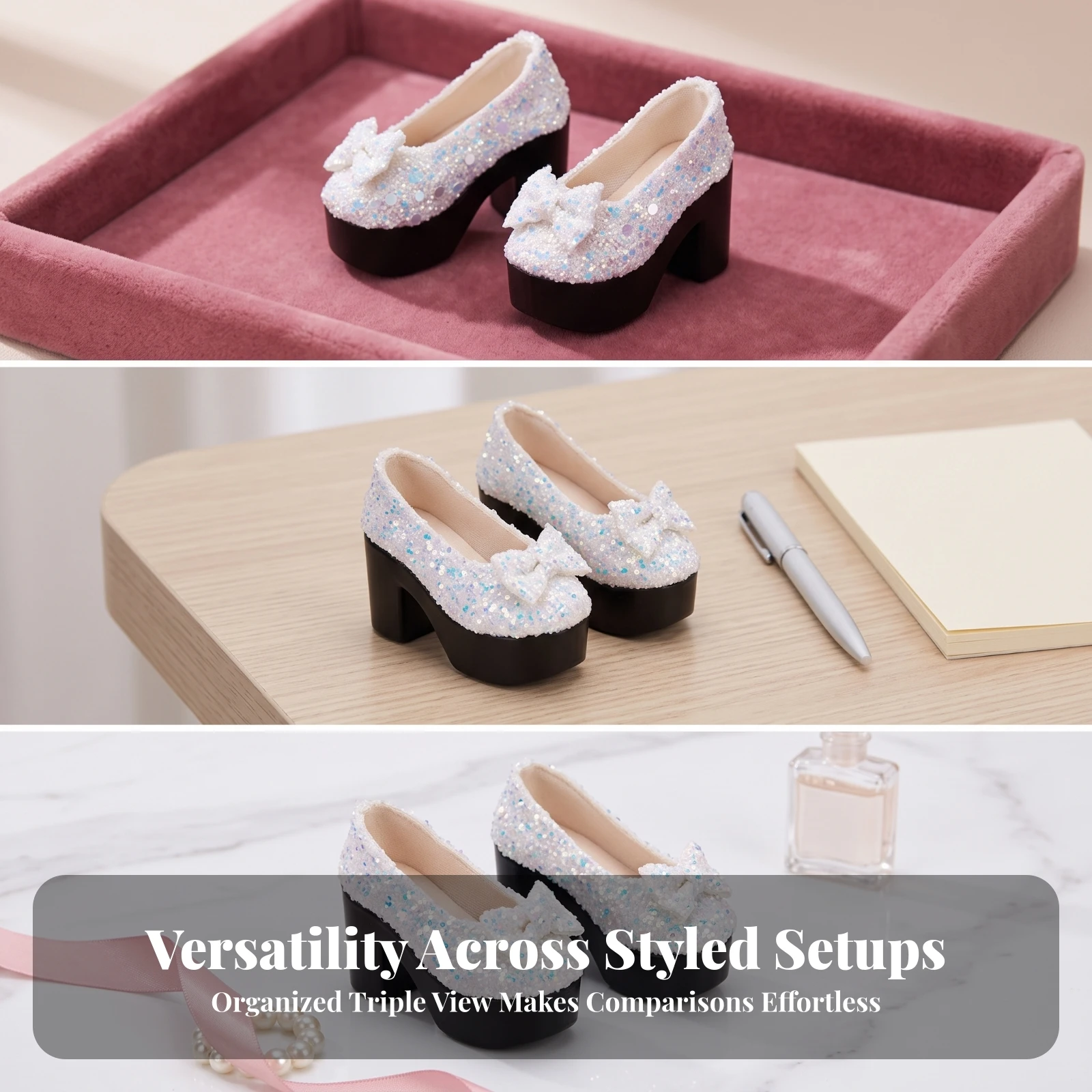 Doll Shoes with Chunky Heels Collectible Doll High Heels Toy Compatible Soft Plastic