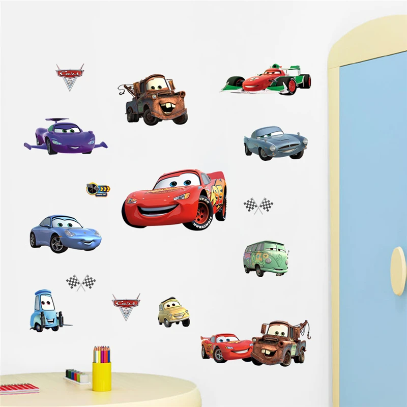 3d Macqueen Cars Broken Hole Wall Sticker For Kids Bedroom Home Decoration Cartoon Anime Mural Art Pvc Movie Poster Boys Decals