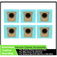 6PCS Activated Carbon Dust Bag For Xiaomi Robot Vacuum X10+, Mijia Omni 1S, B101CN/Dreame Bot S10 S20 Pro, L10S Ultra Parts