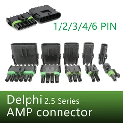 Delphi 2.5 Series 1/2/3/4/6 Pin Waterproof Automotive Electrical Connector Male&Female 22-14AWG Wire Harness Spark Plug Connecto