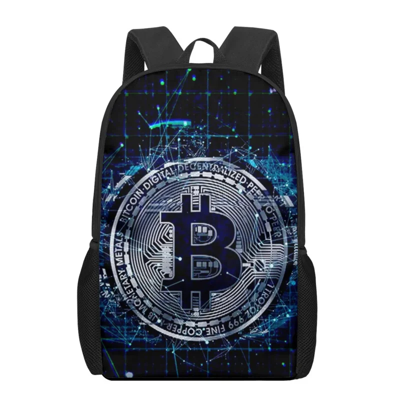 Bitcoin Currency Money Print Teenager Fashion Casual Backpacks Student Schoolbag Boys Girls Children Bookbags Travel Rucksacks