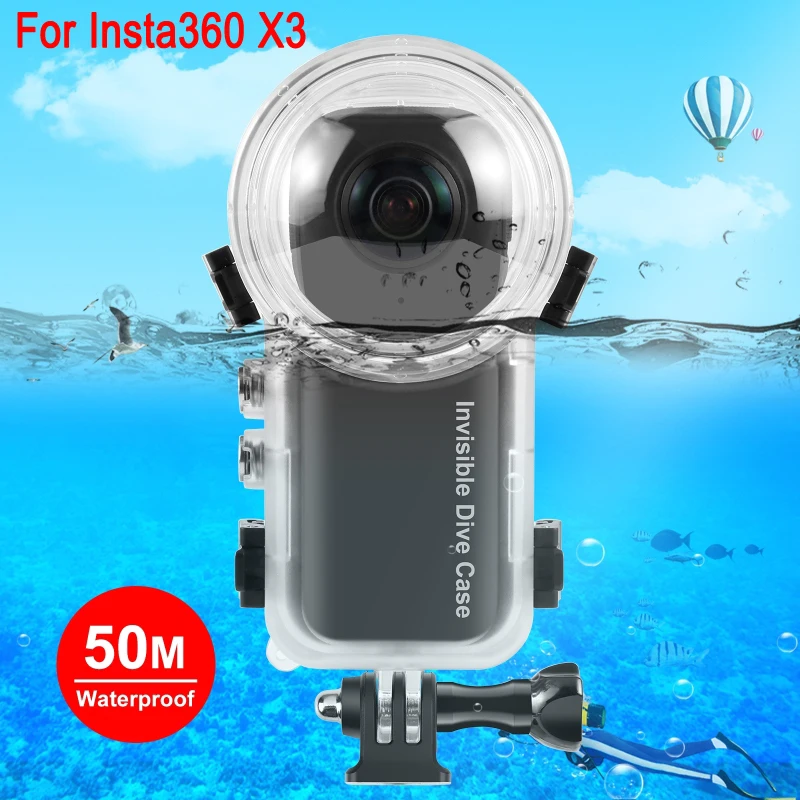 

PULUZ 50m Invisible Dive Case For Insta360 X3 Sport Camera Waterproof Sealed Housing Transparent Underwater Protective Shell