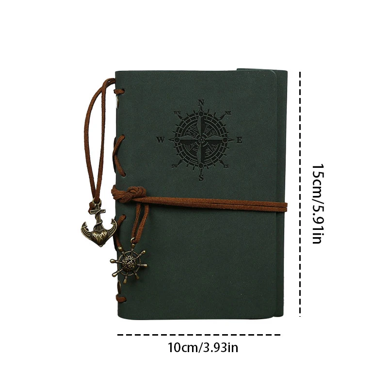 1pc Vintage Spiral Notebook,creative Corsair Anchor Decoration design, PU Leather Loose-leaf Diary, Travel record book