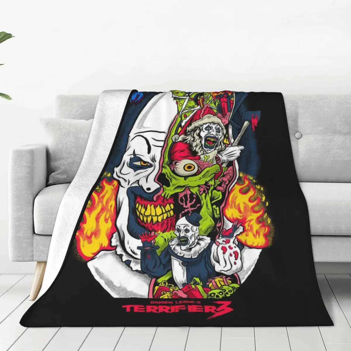 Custom T-Terrifiers Horror Movie Christmas Blanket 3D Printed Soft Flannel Fleece Warm Throw Blankets for Car Bed Sofa Quilt