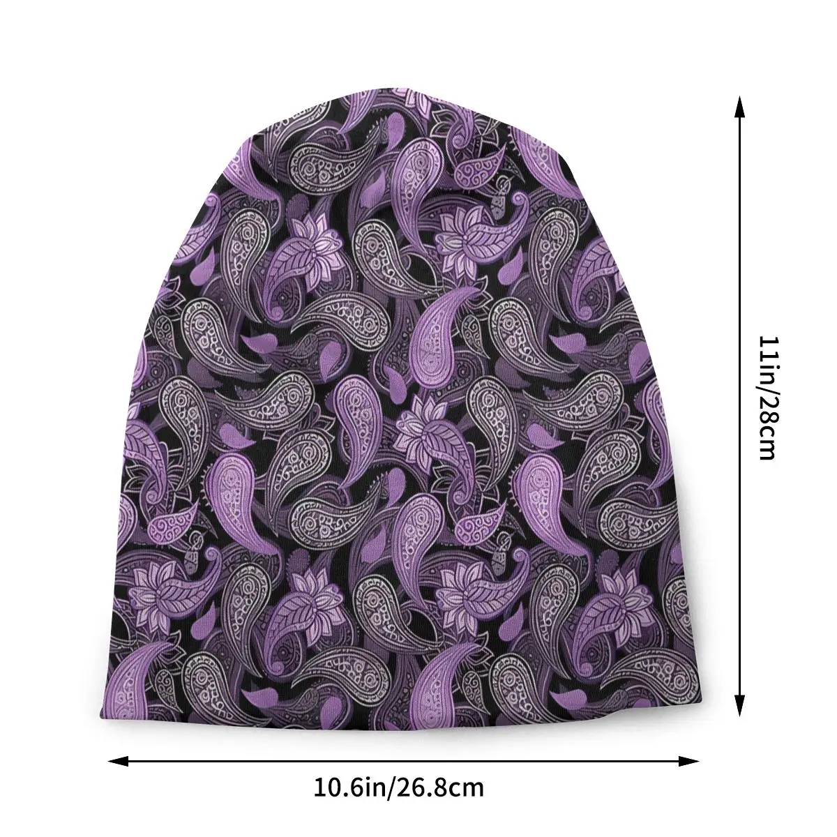 Purple Cute Paisley Babylon Water Drop Autumn Female Thin Beanies Double Used Outdoor Bonnet Hats