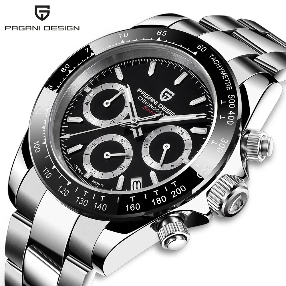 

PAGANI DESIGN 40mm New Men's Quartz Watch with Sapphire Crystal and Stainless Steel Strap