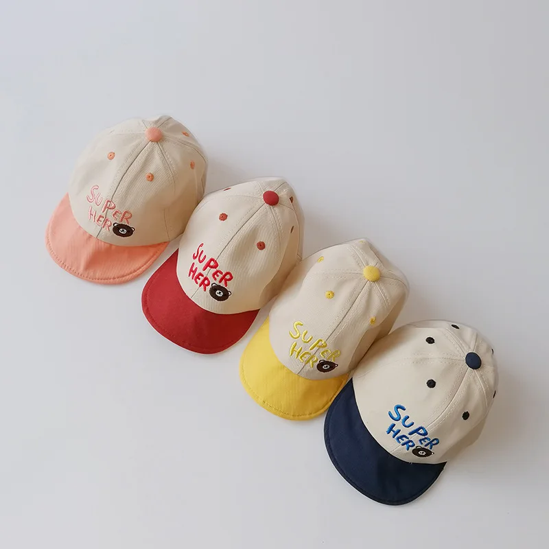 Cartoon Bear Baby Peaked Cap Letter Embroidery Toddler Baseball Hat Girl Boy Kids Outdoor Sun Visors Cotton Infant Bonnet