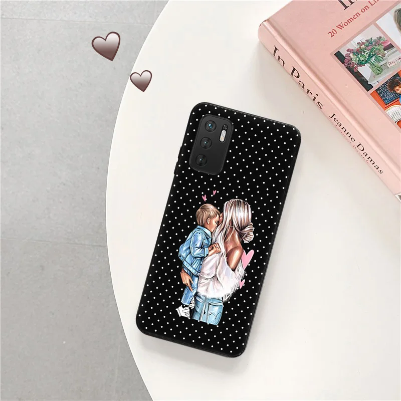 Phone Case For Xiaomi Redmi Note 11 9 10 Pro Max 8T 9T 9s 7 9C 7a 9A 8 8A Super Baby Mom Girl Black Soft Matte Protective Cover