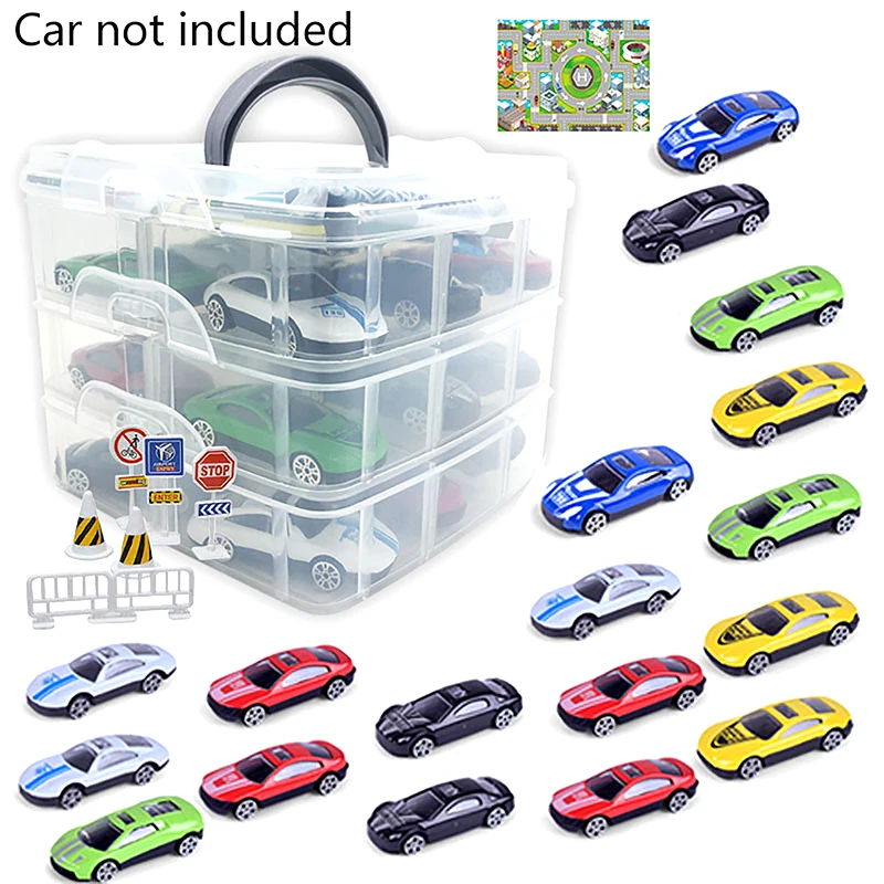 1:64 3-layer Display Box Car Model Toy Cabinet Rack For Hotwheels Cars Diecast Storage Dustproof Box Auto Accessories