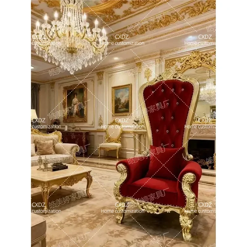 European Style Queen Chair Classical High Back Throne for Wedding Event Club Birthday Party Villa Decoration Elegant Seating