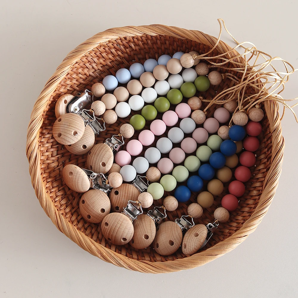 Pacifier Chain Beaded Pacifier Clip Anti-Lost Soother Holder for Babies Infants & Toddlers Colorful