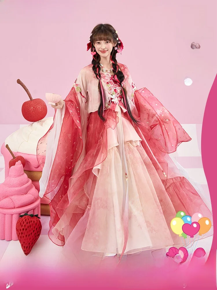 

Комплект Hanfu для женщин: улучшенный китайский стиль, весна 2025, коллаборация Thirteen Exc Sweetheart Pie Little Fairy Joint Name