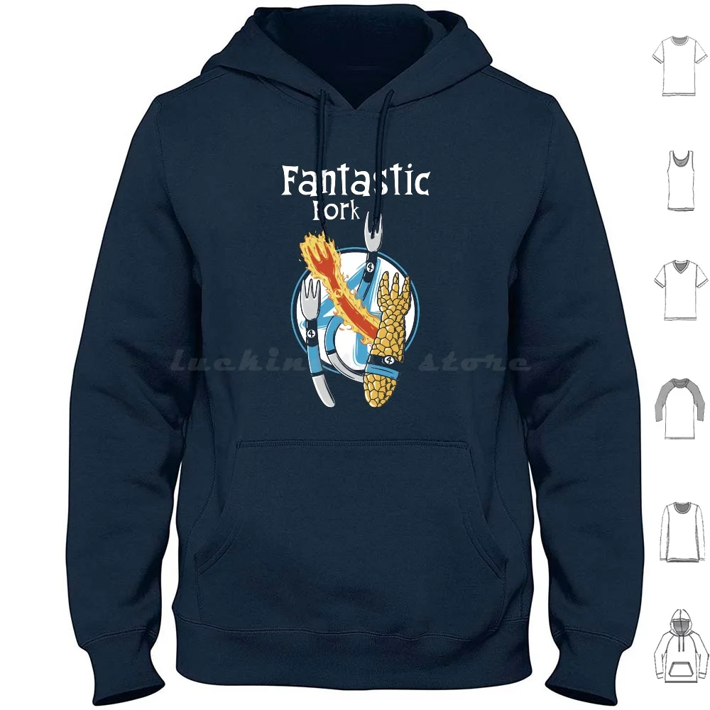 Fantastic Fork Hoodie cotton Long Sleeve Fantastic Fork Puns Humor Funny Comics Superheroes Food Fork