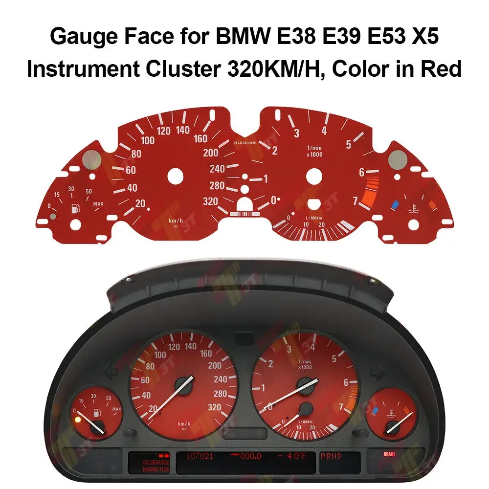 Speedo Gauge Dials Face For BMW E53 X5 E38 E39 Instrument Cluster Tacho Overlay 320KM/H