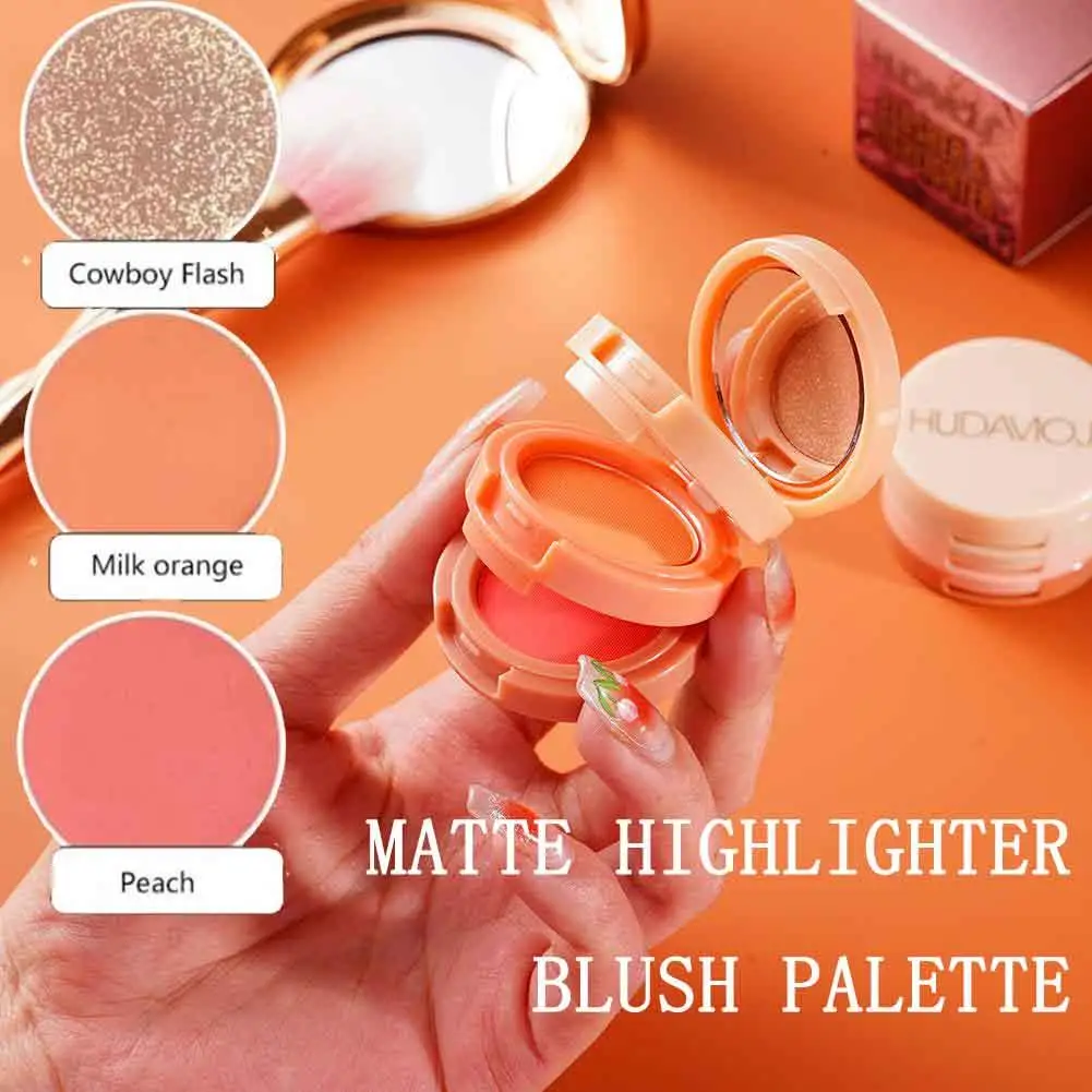 3in1 Matte Highlighter Blush Palette Pearly Shiny อายแชโดว์ Matte & Pearlescent Texture Glitter Contouring Face แต่งหน้าเครื่องสําอาง