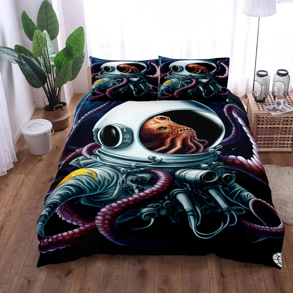 Space Squids Kids Duvet Cover Set King Queen Double Full Twin Single Size Bed Linen Set