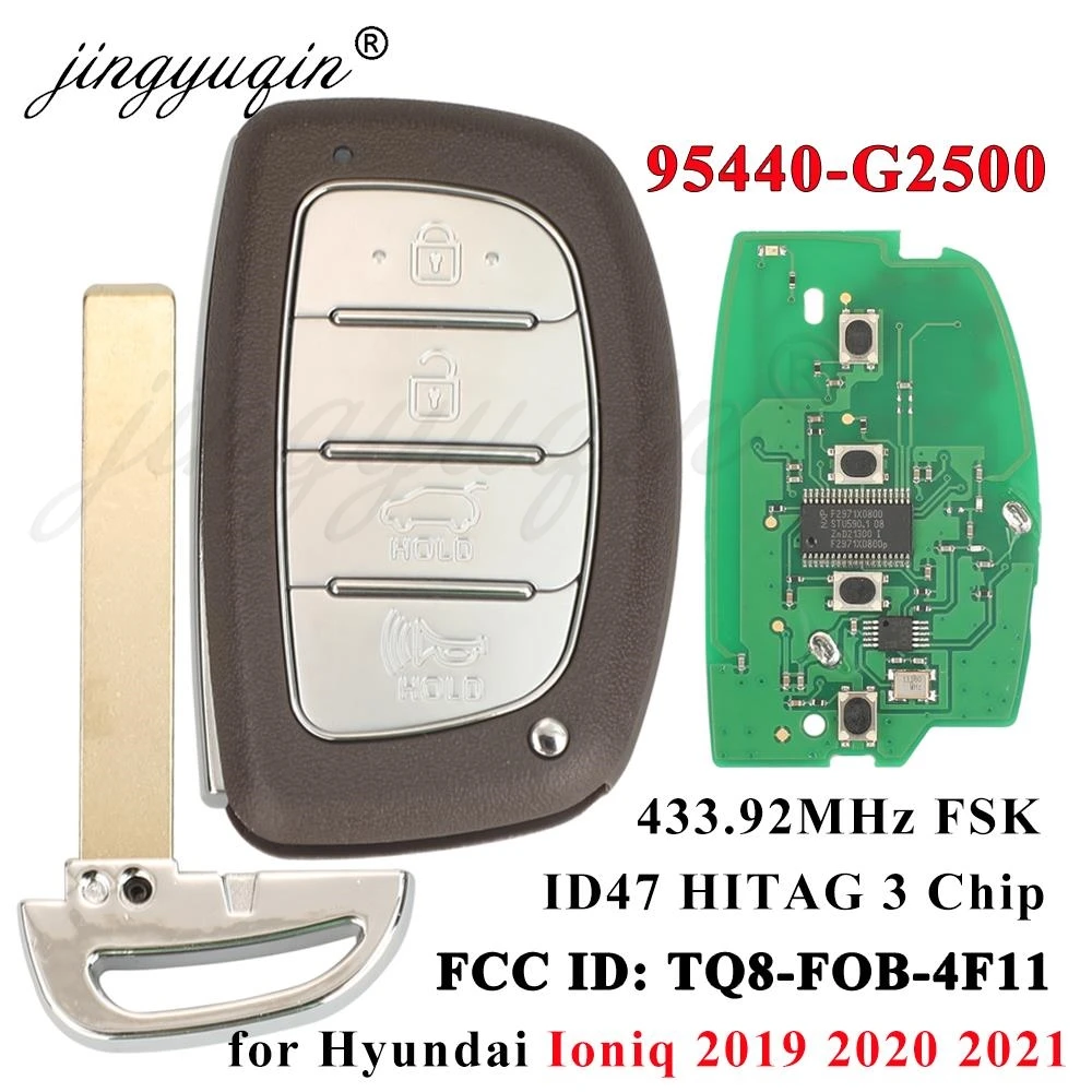 jingyuqin 95440-G2500 4 Buttons Smart Key for Hyundai Ioniq 2019 2020 2021 433Mhz ID47 HITAG 3 NCF2951X Chip Car Keyless Entry