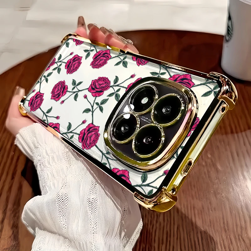 Silicone Shockproof Phone Case For Google Pixel 10A 9A 8A 7A 10 9 Pro XL 7 8 9 Flower Pattern Plating Transparent Back Cover