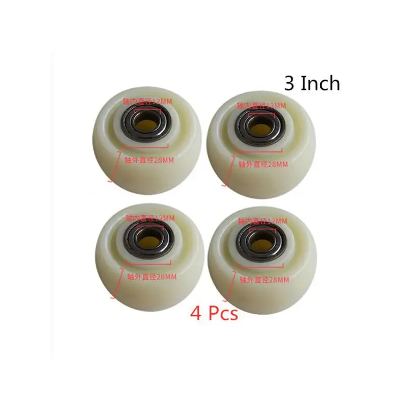 

4 Packs 3 Inch White Nylon Single Wheel Wear Resistant Cart Double Bearin