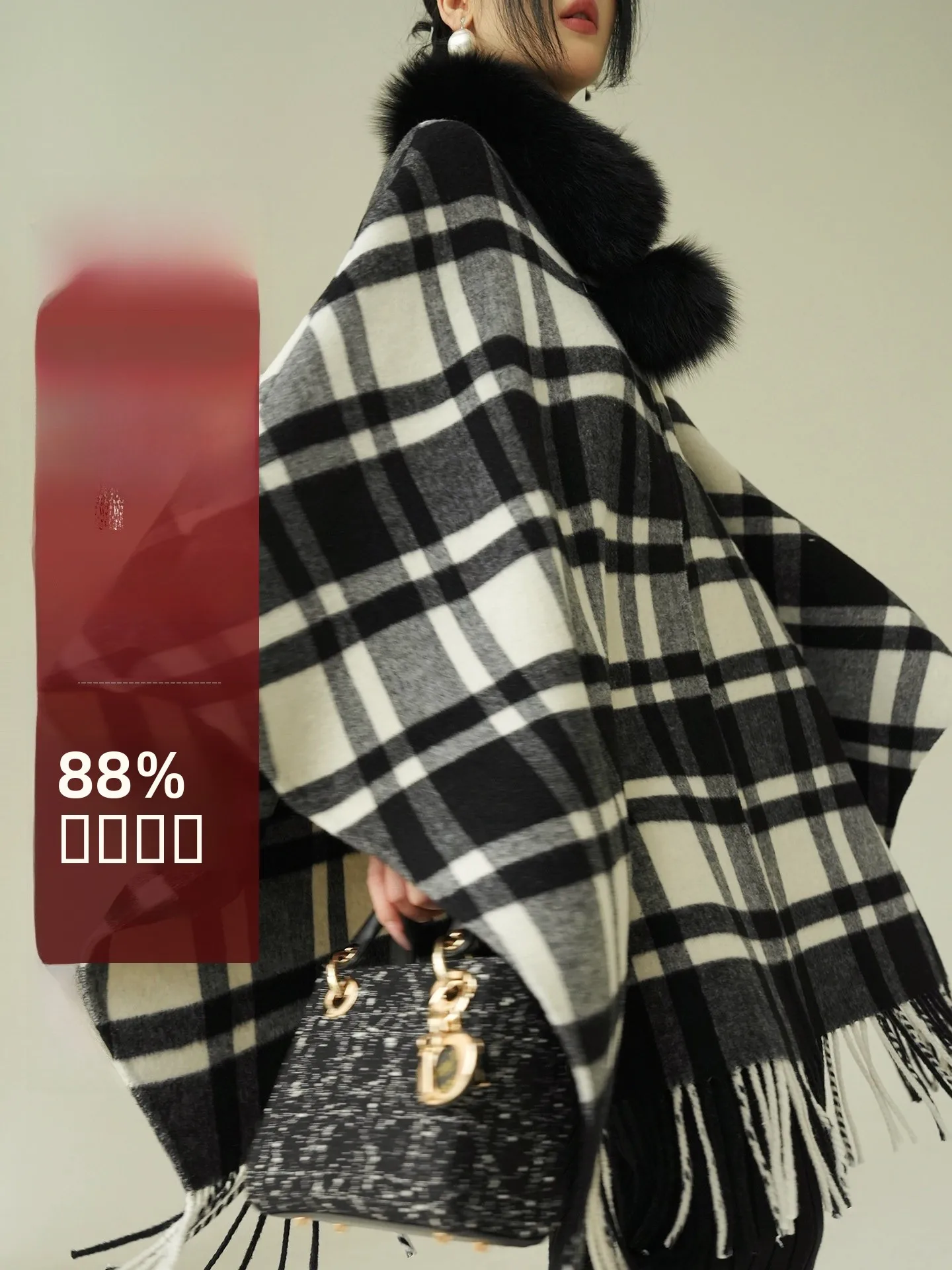 

Aconiconi Classic Bla White Plaid шерстяное пальто с запахом и кисточками Long Sve round Ne пальто для поездок на работу винтажное пальто