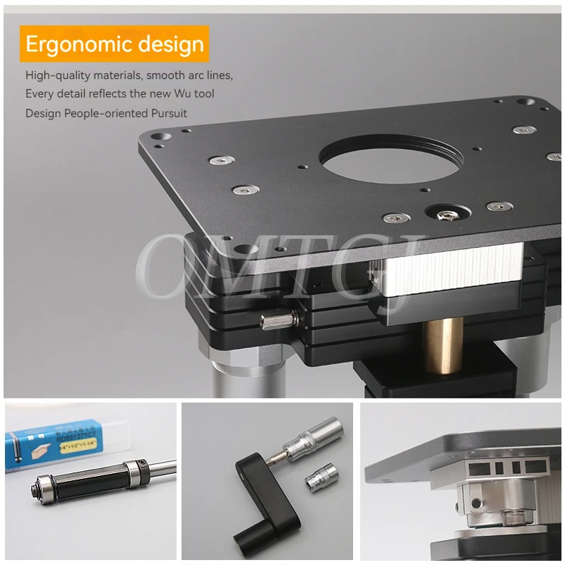 Sistema de elevación de enrutador de carpintería con placa de inserción de mesa de enrutador de aluminio, recortadora de banco de trabajo de carpintería, herramienta de máquina de grabado