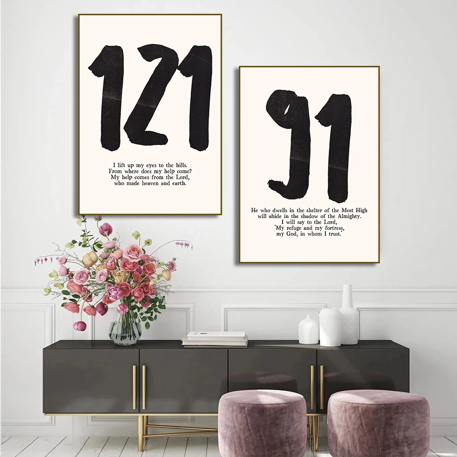 Frameless Minimalism Psalm 19, 46 Bible Verse Matthew 4:19 Poster Canvas Painting Print for Living Room Christian Home Decor Cua