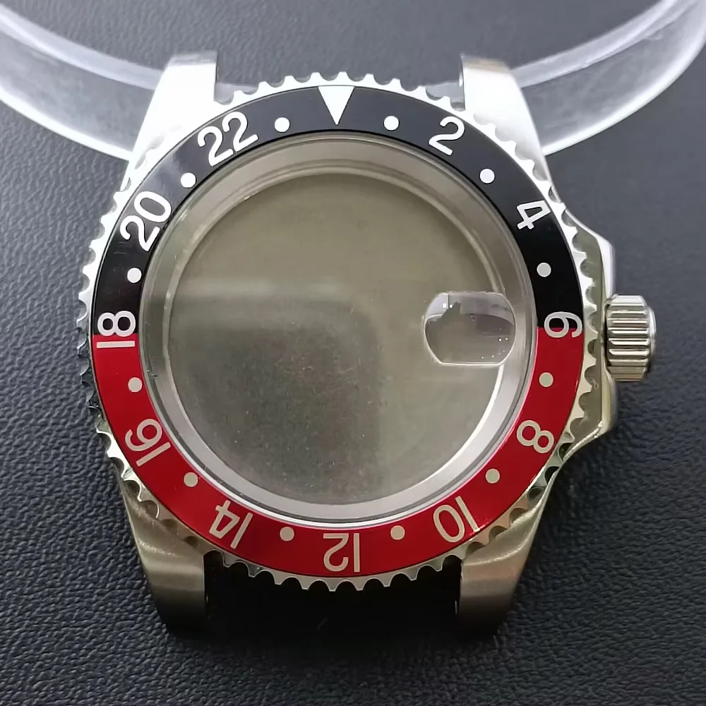 NH35 GMT Case 40.5mm High-quality Men's Silvery Steel Case NH34 NH35 NH36 Movement Case For Sapphire Glass Watch Box Bezel Watch