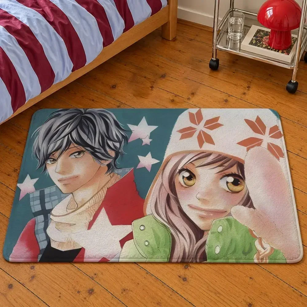 Floor Blue Futaba Ride Mat Soft Anime Flannel Yoshioka Entrance Doormat Non-Slip Washable Rug For Bedroom Home Spring Decor