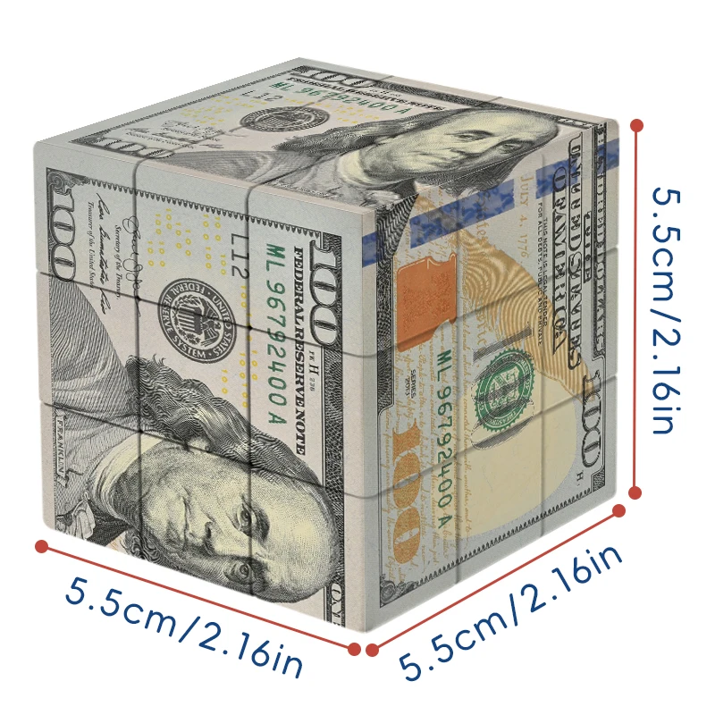 Dollars Cube, 3x3 Magic Cube, 3x3x3 Speed Cube Toys, Suitable for Children and Adults, Party Event Gifts, Collectible Souvenir