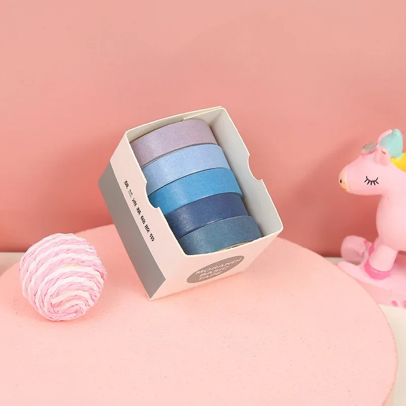 5pcs Morandi Masking Washi Tape Vintage Starry Diary Art Decorative Adhesive Tape Diy Scrapbooking Sticker Label Stationery