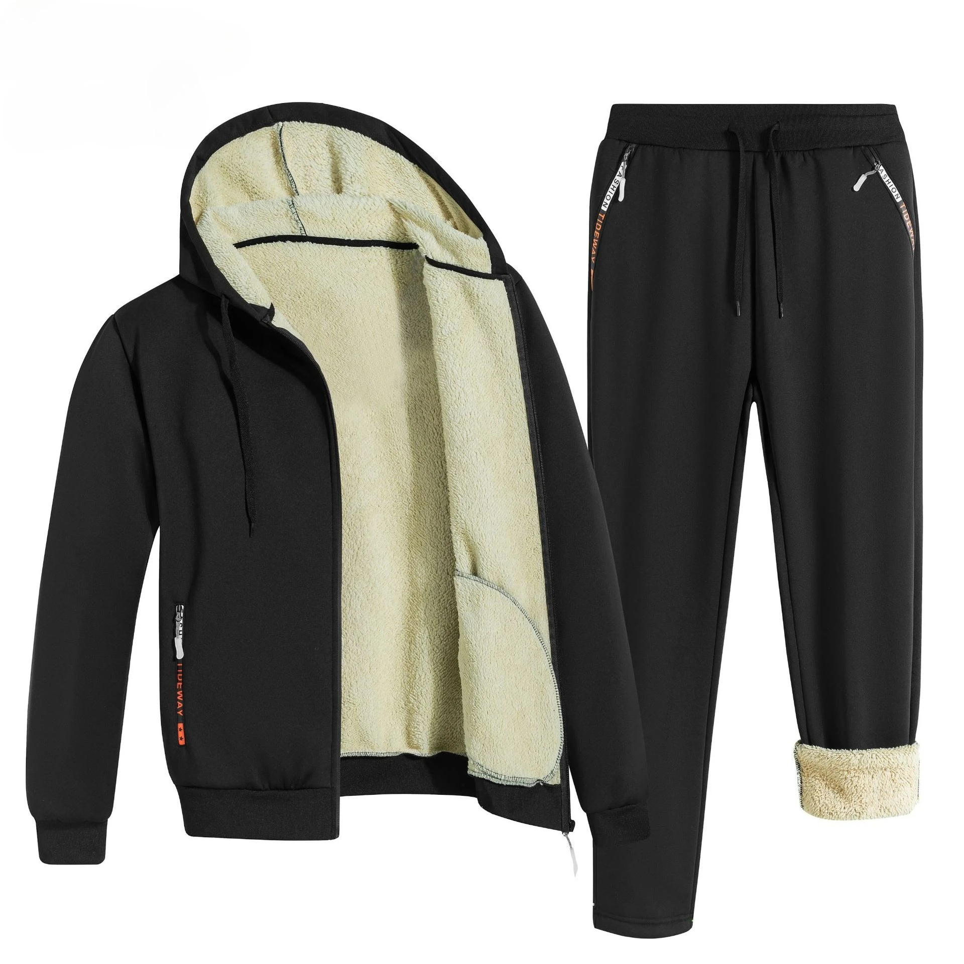 Мужская бархатная куртка с капюшоном из ягненка