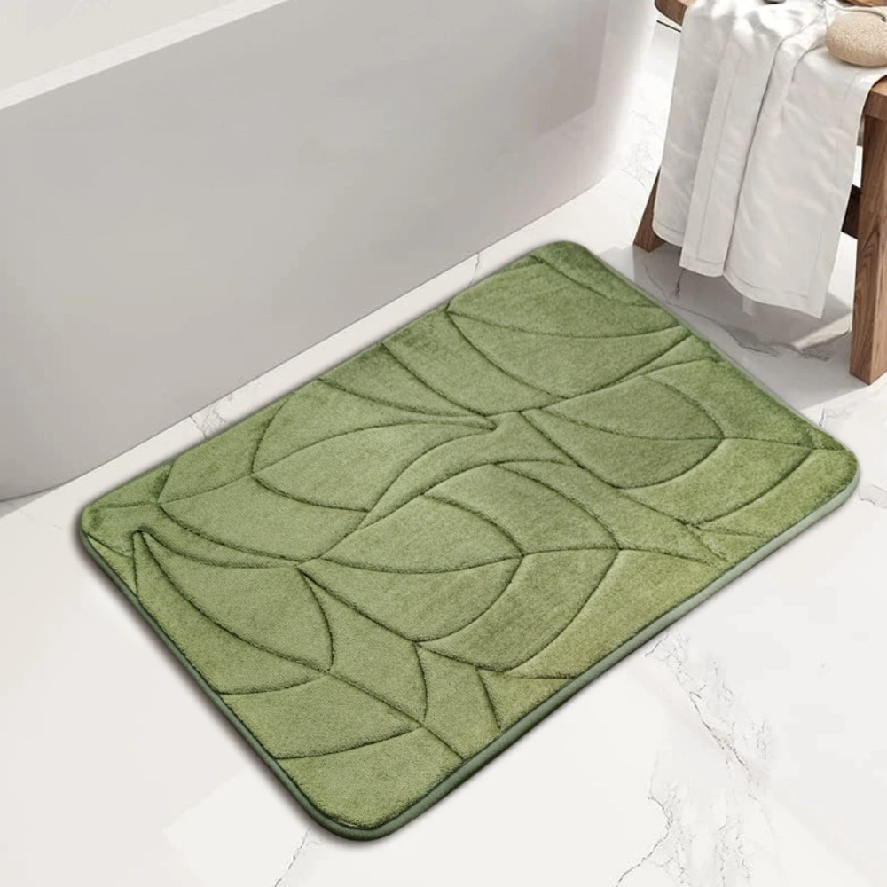 

VIKAMA Bathroom Mat Flannel Carpet Simple Solid Color Quilted Bathroom Anti-Slip Mat Absorbent Mat Entry Step Mat