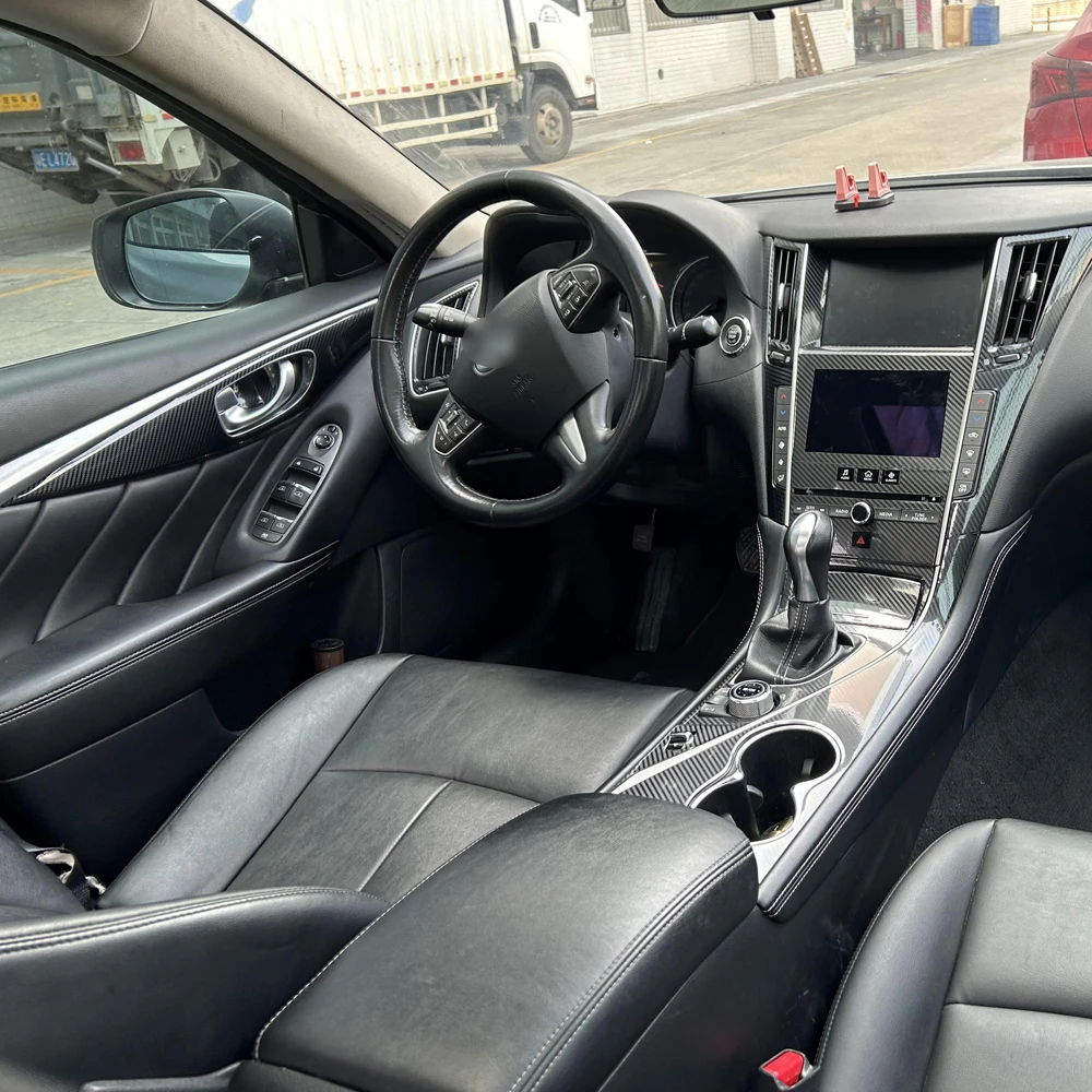 

Для Infiniti Q50 2015-2020 внутренняя центральная панель управления дверная ручка наклейки из углеродного волокна наклейки аксессуары для стайлинга автомобиля