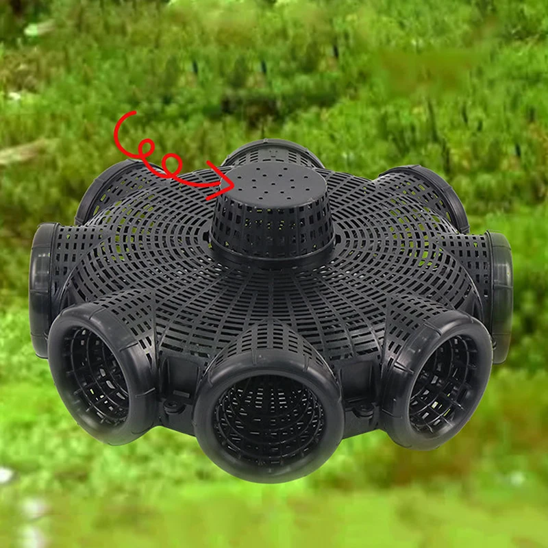 8 Holes Upgraded Catch Loach Lobster Yellow Eel Cage Outdoor Fishing Net Cage Plastic Shrimp Trap Cage With Counterweight Box