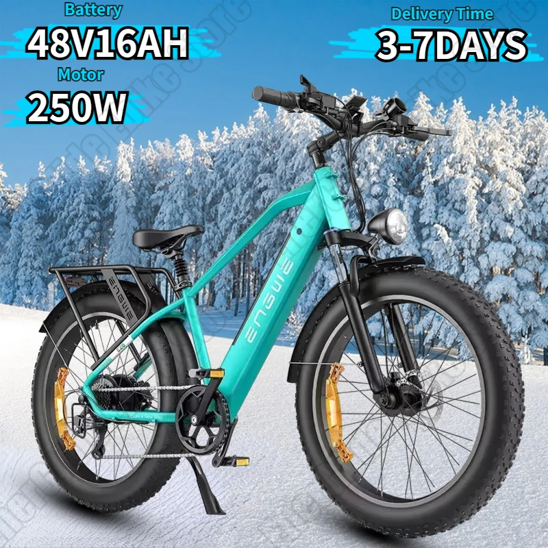 ENGWE E26 Electric Bike 250W Motor 48V16AH Lithium Battery Hydraulic Brake E-bike 26*4in Fat Tire Aldult Mountain Snow E-Bicycle