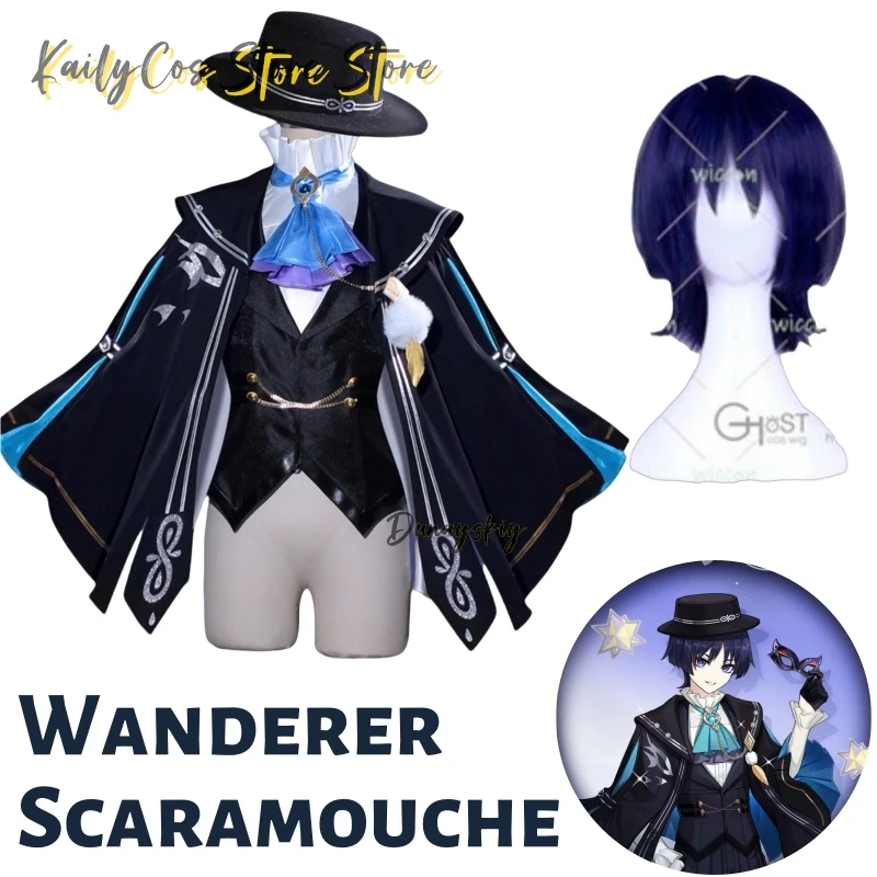 

Genshin Impact Wanderer Scaramouche Cosplay Cosplay Scaramouche Costume Women Men Uniform Wig Suit Christmas Halloween Clothes
