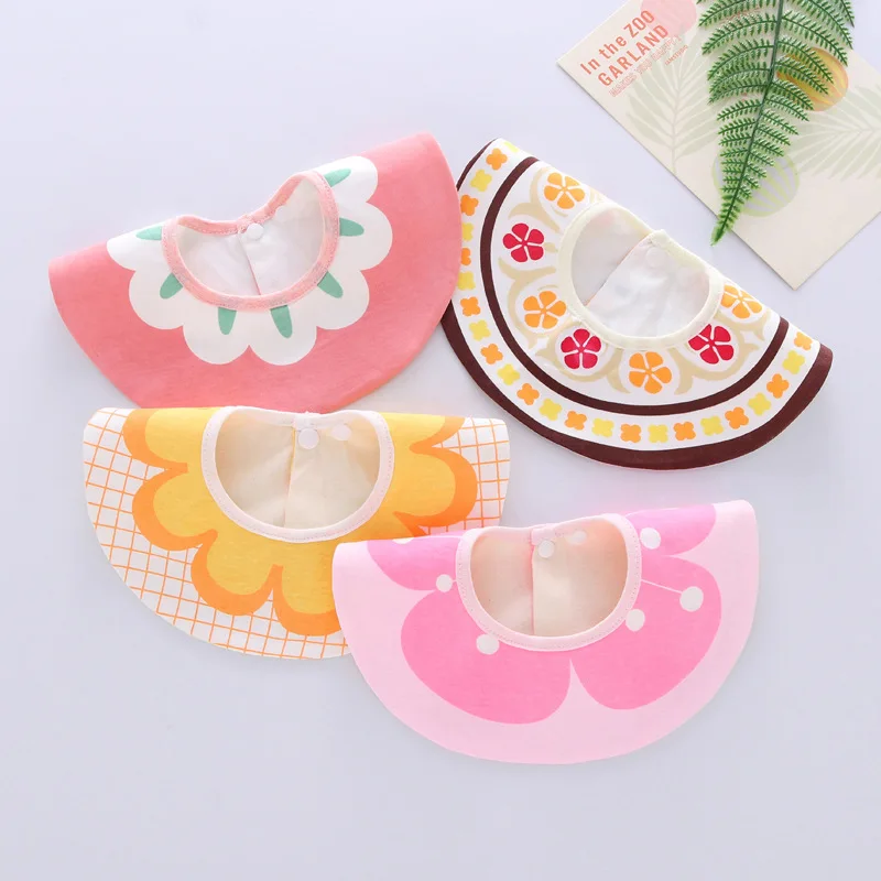 4pcs/Set Cartoon Baby Bibs Soft Cotton Feeding Bibs Waterproof 360 Degree Rotation Newborn Saliva Towel Cute Bibs for Children