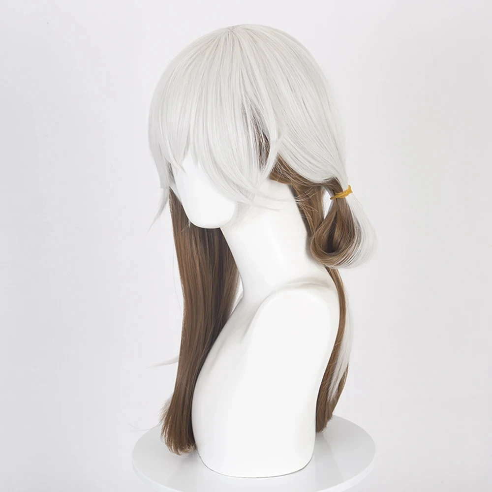 RANYU Anime Game Wigs Synthetic Long Straight White Brown Mixed Cosplay Hair Heat Resistant Wig For Party