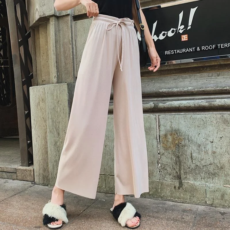 wide leg pant Korean version of the wild nine pants loose wide leg pants women summer sense high waist Straight InsTrouser pants