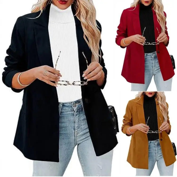 

Женский длинный приталенный костюм на одной пуговице Jaet, повседневный деловой костюм из полиэфирного волокна, длинный цвет све