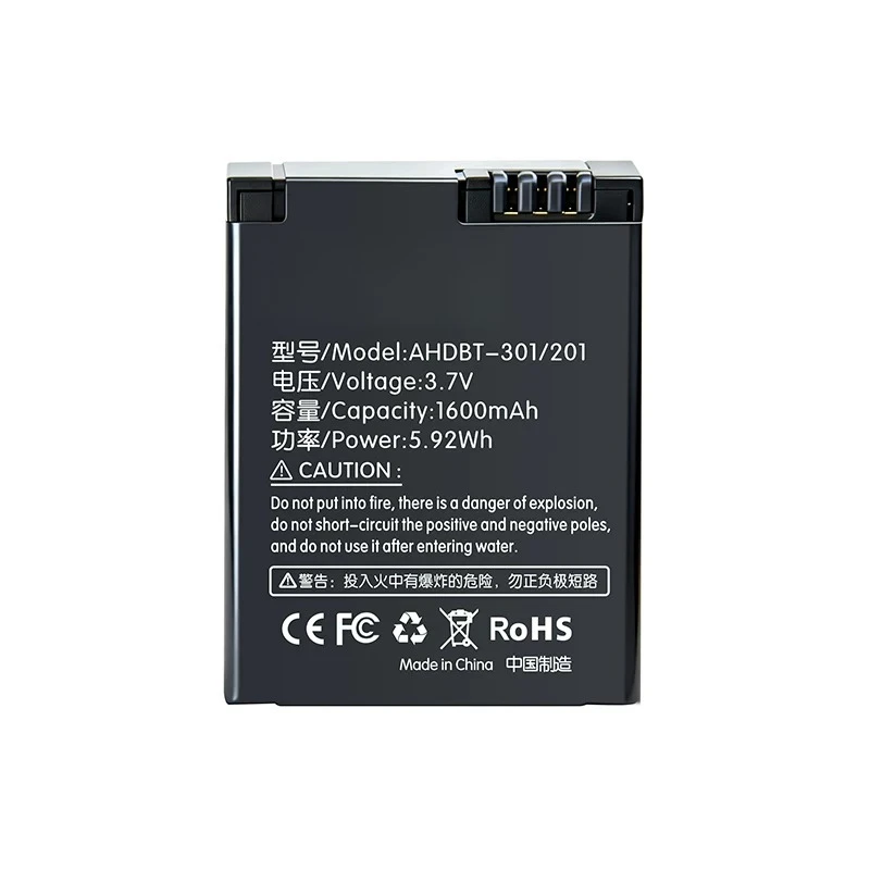 3.7V 1600mAh AHDBT-201/301 5.92Wh Replacement Battery for Go Pro HD Hero3 Action Camera Battery Quality Accessories with Charger