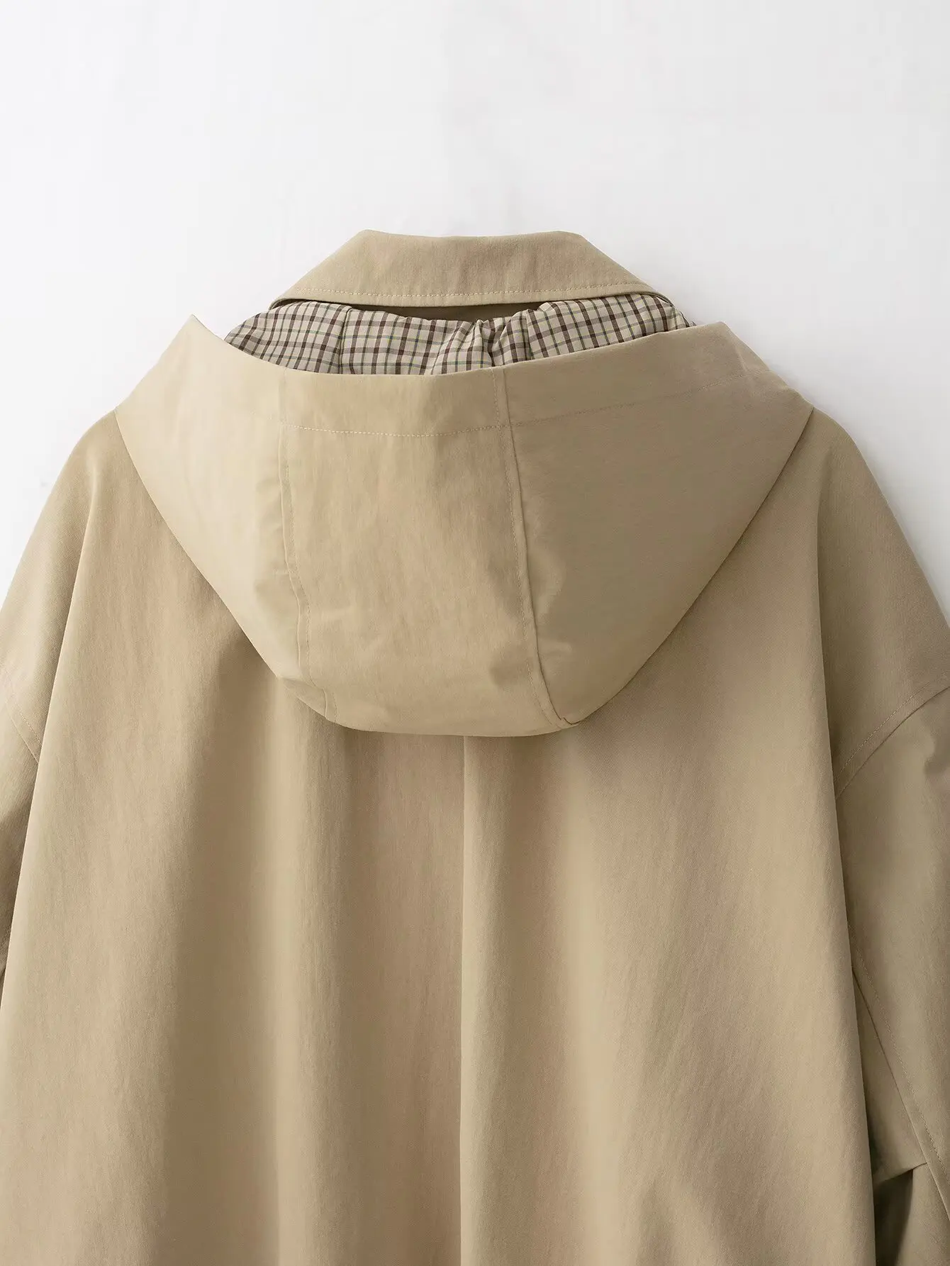 TFMLN Lässige Kapuzenjacke für Damen, Einfarbig, mit Revers und Reißverschluss, Neue Herbst-Damenjacke mit Lockerem Schnitt und Langen Ärmeln – Detail 10